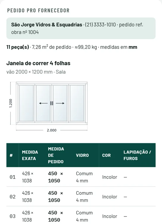 Pedido da têmpera real do VidroZap
